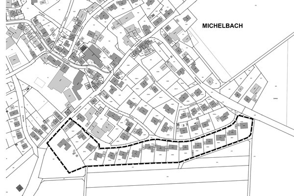 Kartenausschnitt - Entwurfes des Bebauungsplanes "Sonnenweg Süd" in Michelbach/Lücke 